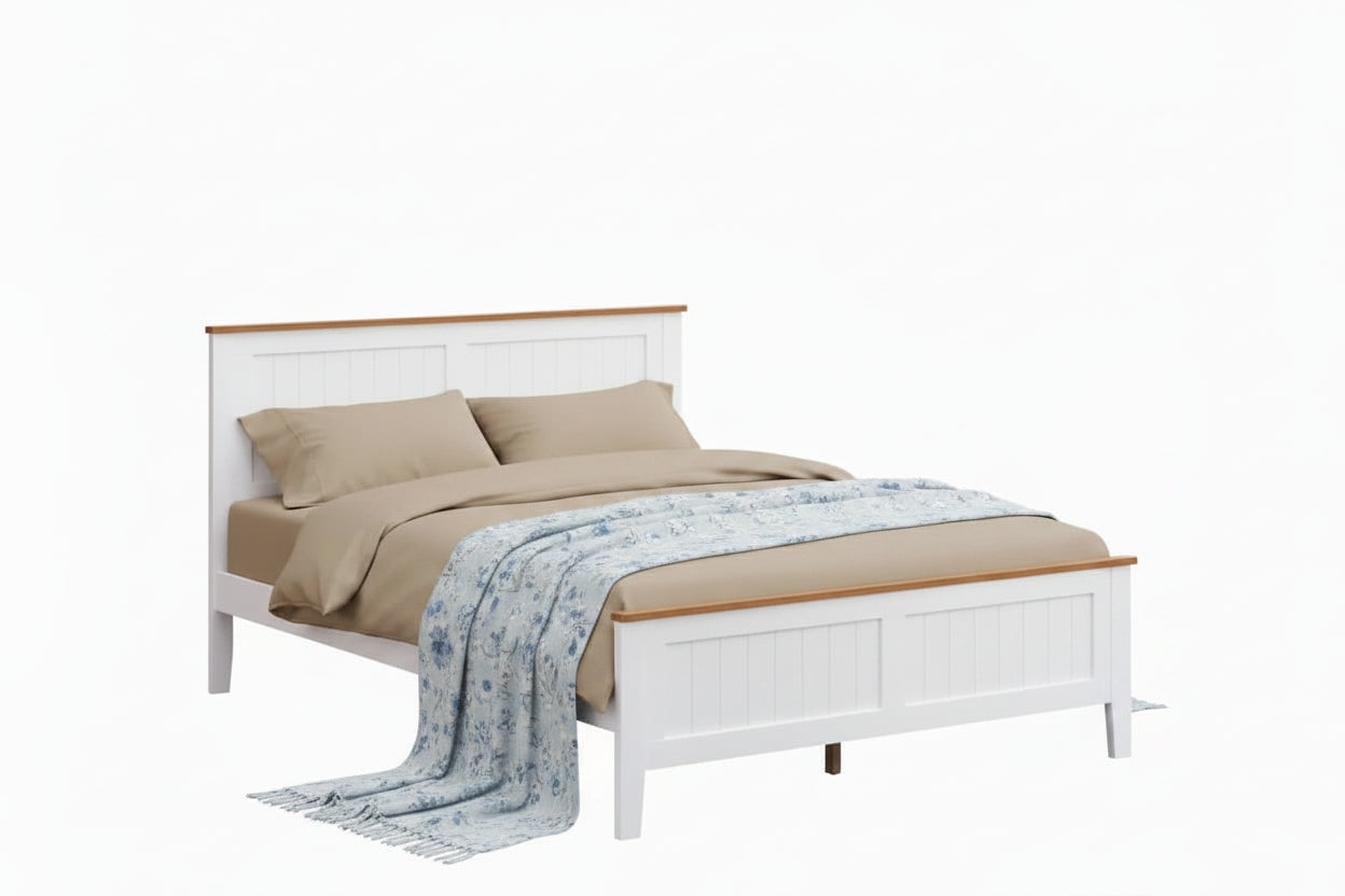 Astley Hamptons Look Bed in White & Mid Brown