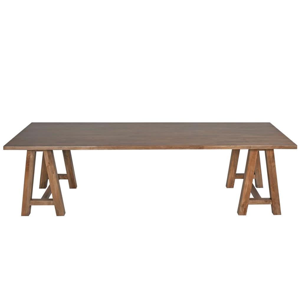 Gila Solid Mango Wood Dining Table 280cm in French Grey - Chocolate Wood