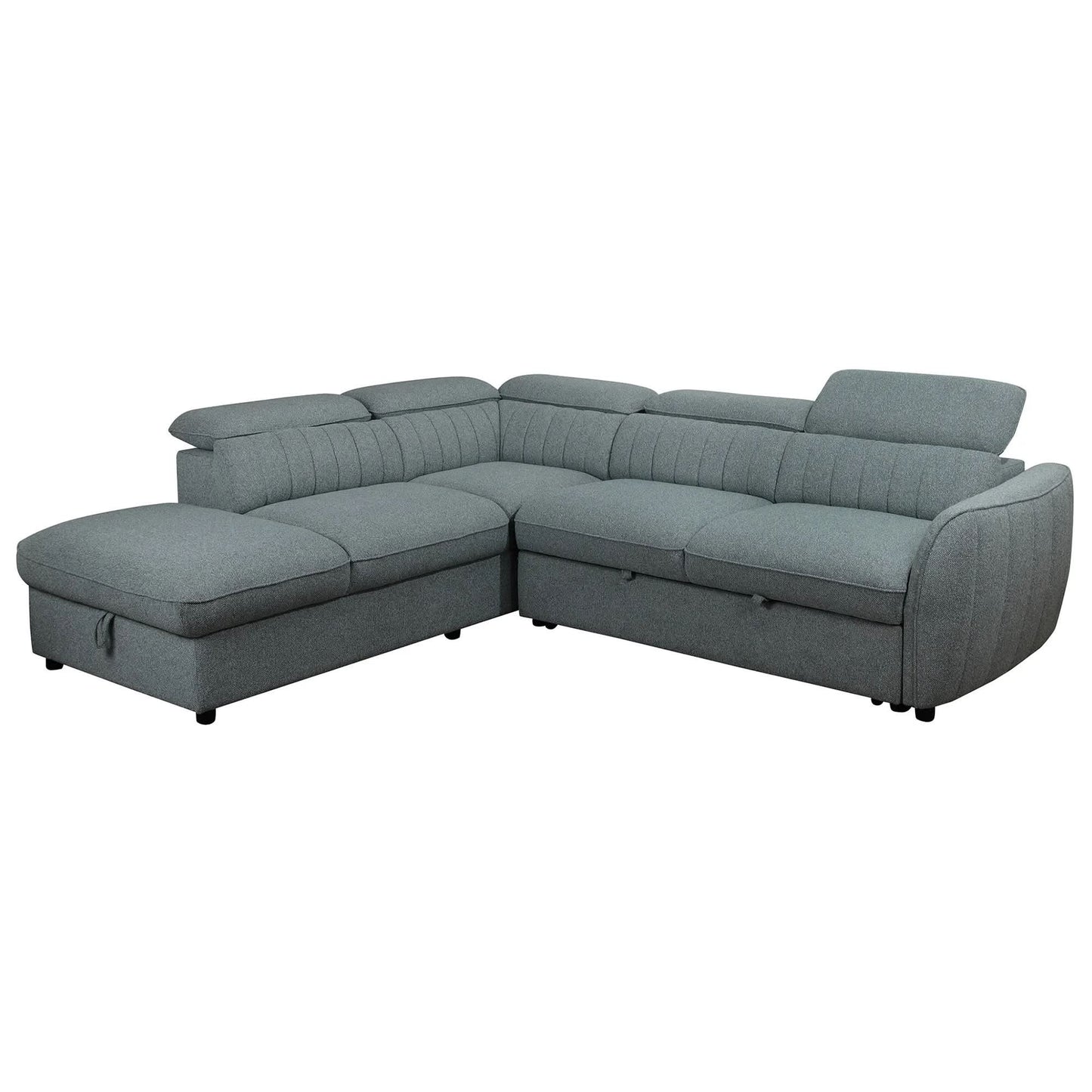 Bart Corner Sofa Bed — 2-Seater Sofa w/ LHF Storage Chaise Seafoam