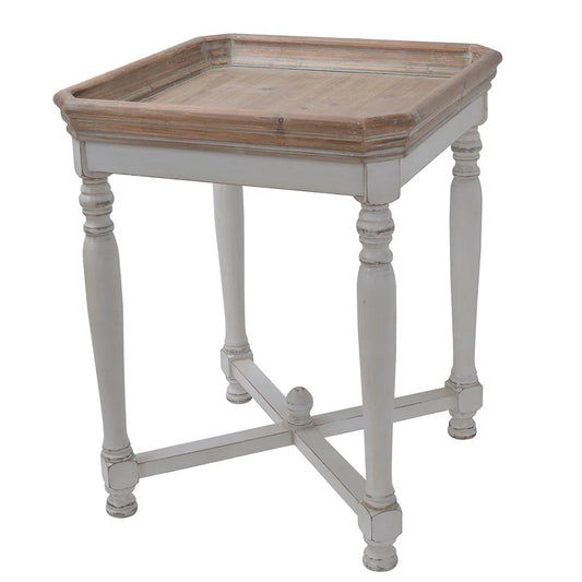 OWEN SHABBY SQUARE SIDE TABLE/LAMP TABLE/ACCENT TABLE - MyChocolateWood
