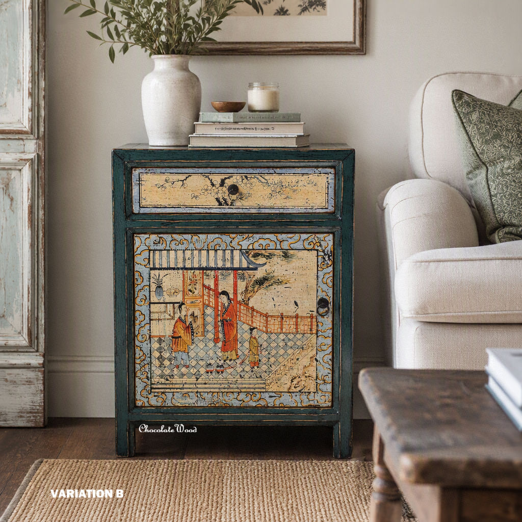 Mimi Recycled Pine Bedside Table/Living Room/Lounge Accent Piece (Variation B)