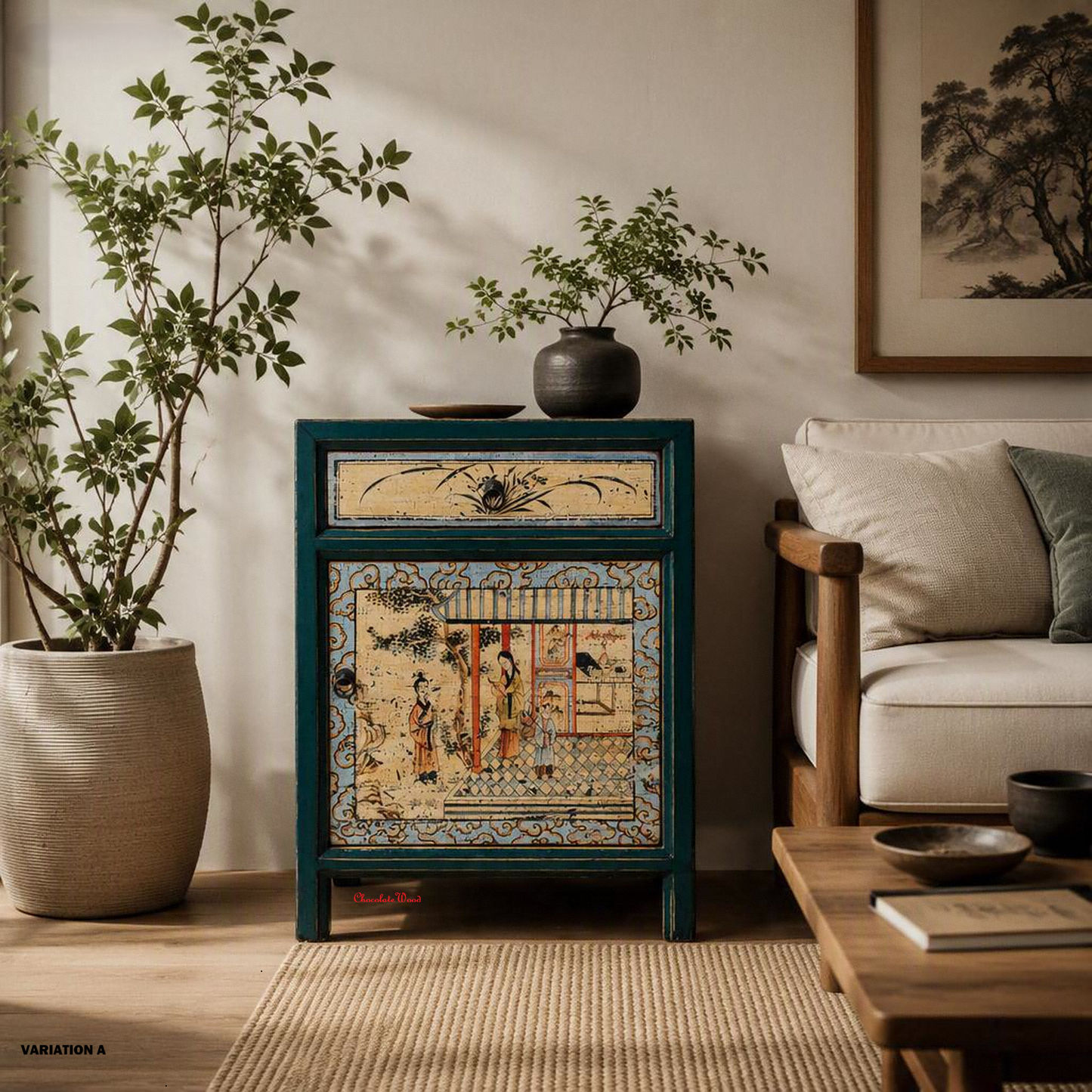 Mimi Recycled Pine Bedside Table/Living Room/Lounge Accent Piece (Variation A)