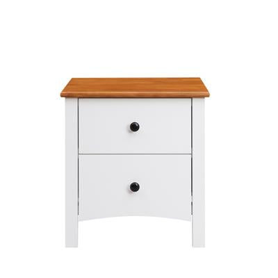 Pippa Rubberwood 2-Drawer Bedside Table White/Mid-Brown