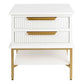 MORETTI 2-DRAWER BEDSIDE TABLE SATIN WHITE/GOLD SMALL - MyChocolateWood