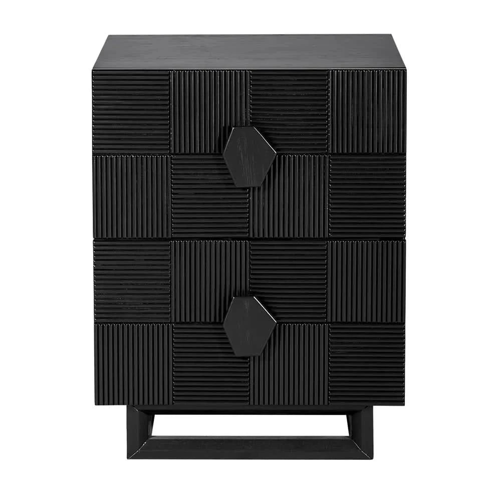 TALISA CONTEMPORARY 2-DRAWER SMALL BEDSIDE TABLE BLACK