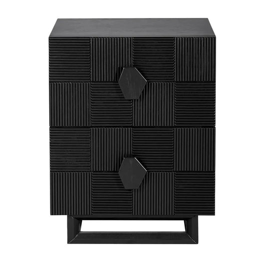 TALISA CONTEMPORARY 2-DRAWER SMALL BEDSIDE TABLE BLACK