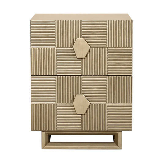 TALISA CONTEMPORARY 2-DRAWER SMALL BEDSIDE TABLE ANTIQUE GOLD