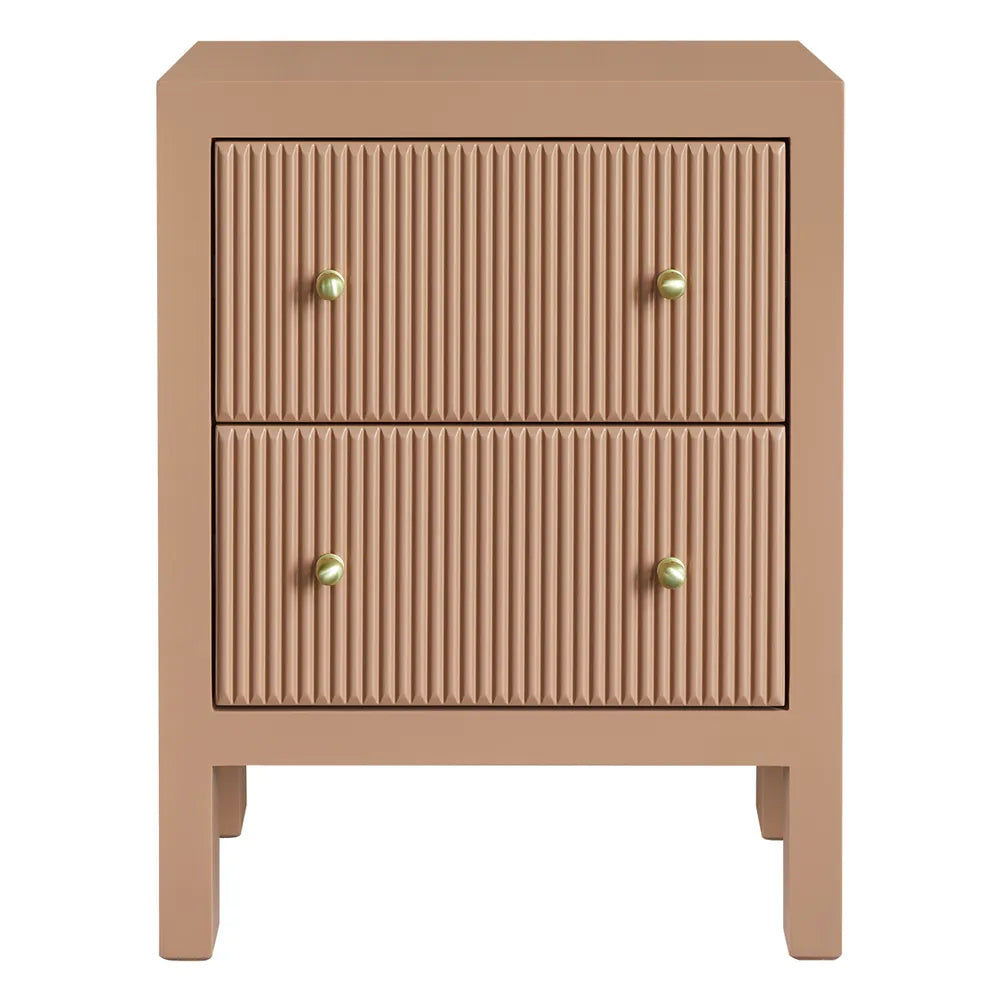Jayla Small 2-Drawer Bedside Table in Mocha Mousse - Chocolate Wood