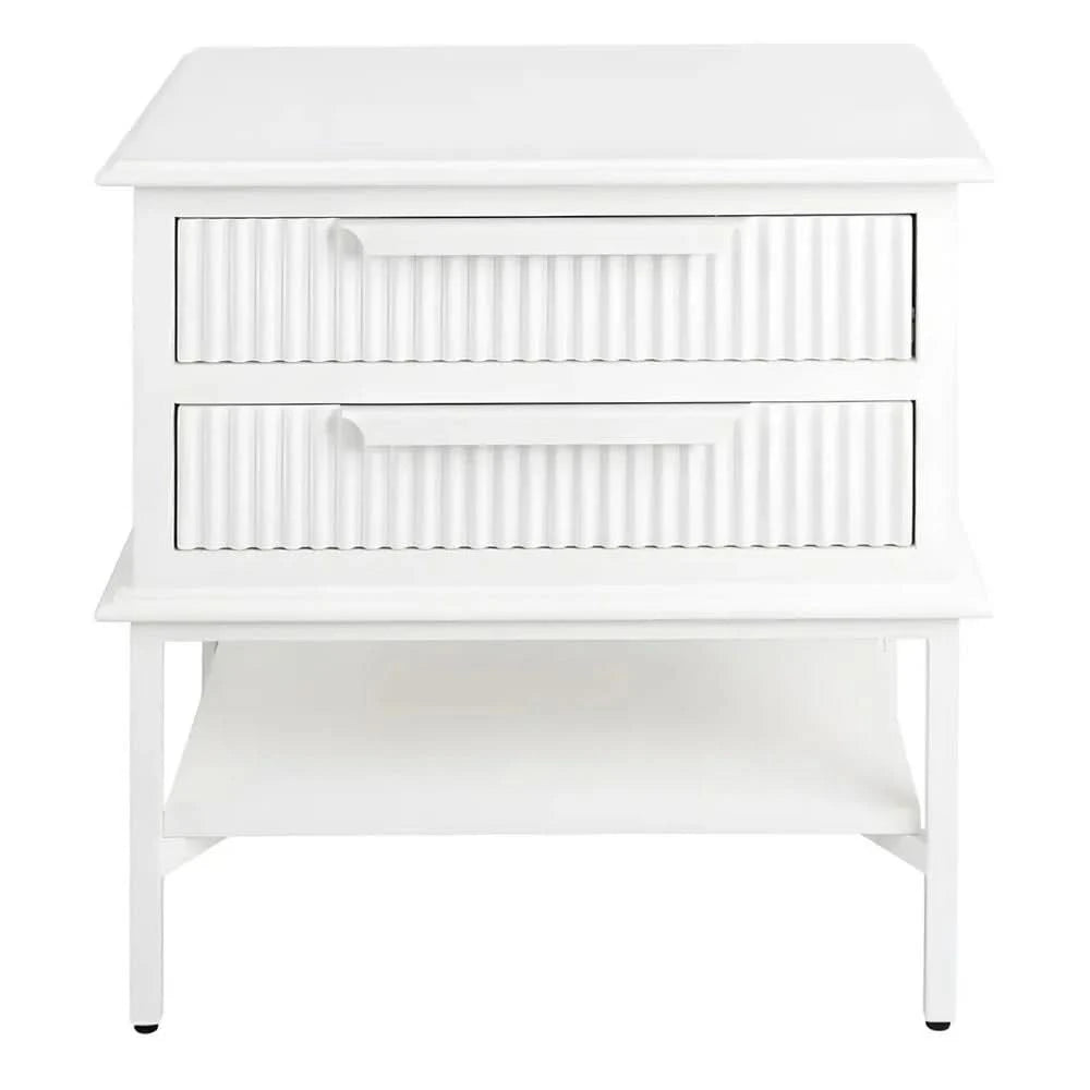 MORETTI 2-DRAWER BEDSIDE TABLE SATIN WHITE SMALL - MyChocolateWood