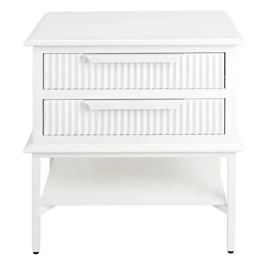 MORETTI 2-DRAWER BEDSIDE TABLE SATIN WHITE SMALL - MyChocolateWood