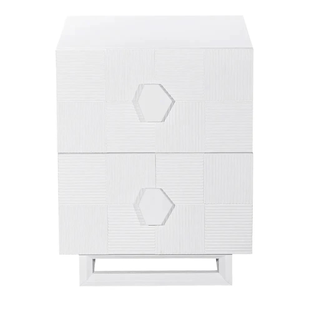 TALISA CONTEMPORARY 2-DRAWER SMALL BEDSIDE TABLE WHITE