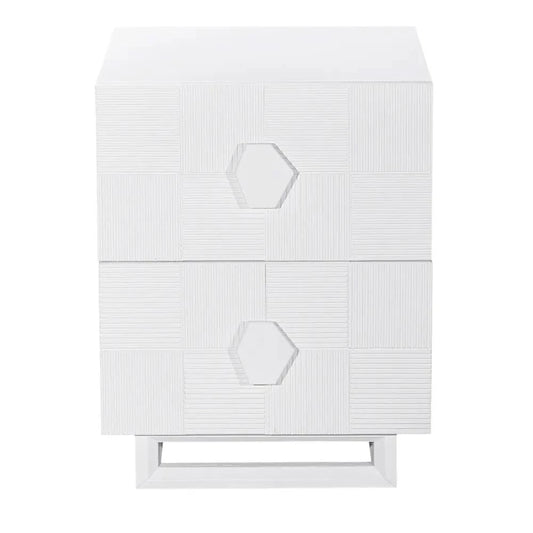 TALISA CONTEMPORARY 2-DRAWER SMALL BEDSIDE TABLE WHITE