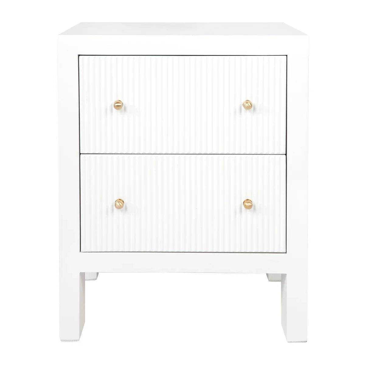 Jayla Small 2-Drawer Bedside Table in White - Chocolate Wood
