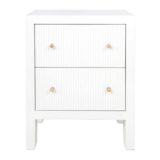 JAYLA SMALL WHITE  2-DRAWER BEDSIDE TABLE - MyChocolateWood