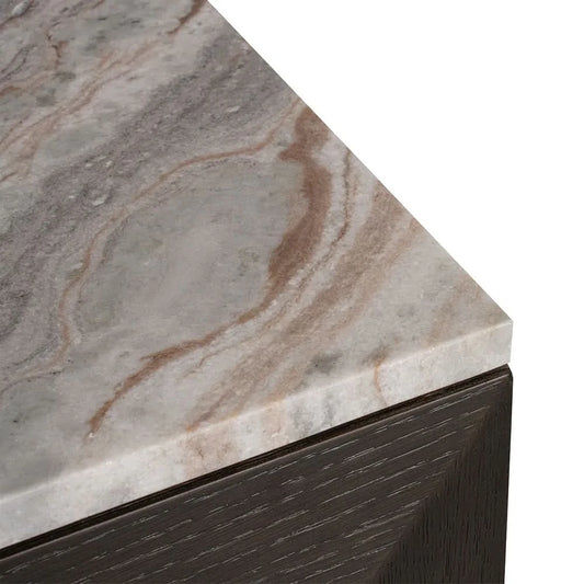 HAMPSHIRE RIVER BROWN MARBLE/SMOKED OAK 4-DOOR BUFFET/SIDEBOARD - MyChocolateWood