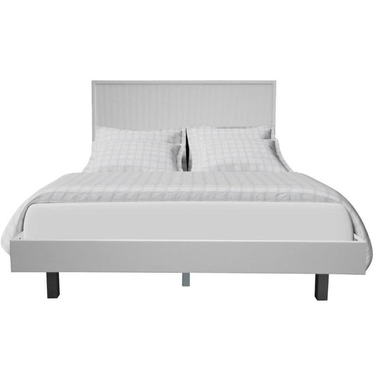 SNOWDON ACACIA QUEEN BED IN WHITE ART DECO STYLE - MyChocolateWood