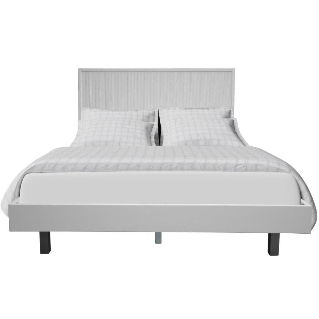 Snowdon Acacia Art Deco Bed in White - Chocolate Wood