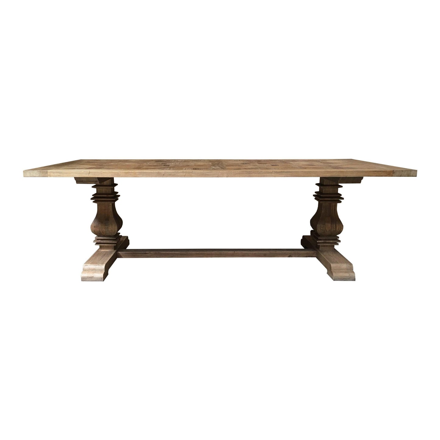 TREMAYNE RECYCLED ELM RUSTIC DINING TABLE PARQUETRY PATTERN 200CM - MyChocolateWood