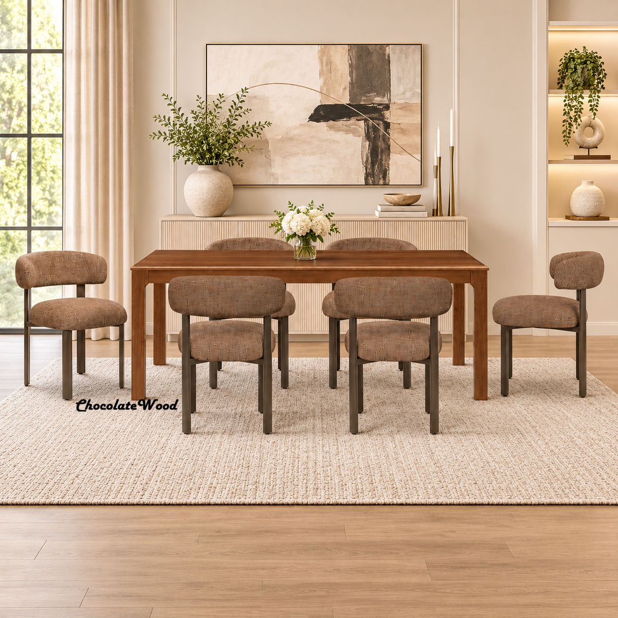 Barbon Fabric Dining Chair - Shiraz/Dark Bronze 60x59x77.5cm