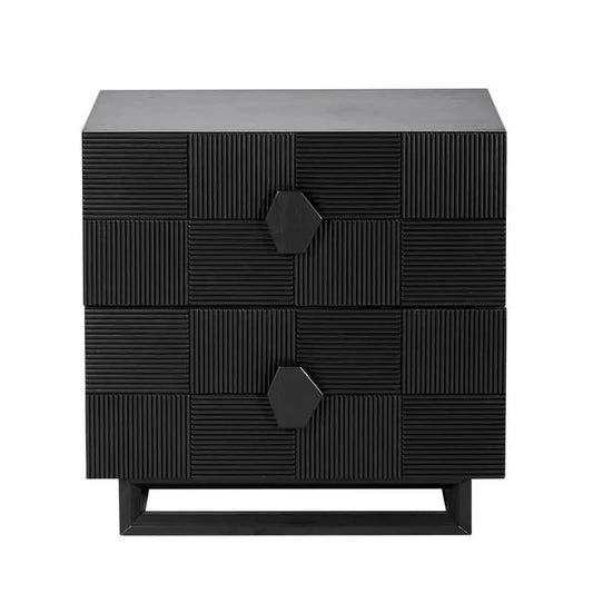 TALISA CONTEMPORARY 2-DRAWER LARGE BEDSIDE TABLE BLACK