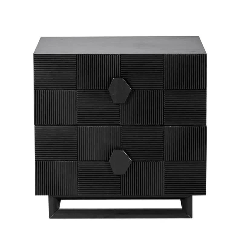 Talisa Contemporary 2-Drawer Large Bedside Table in Black