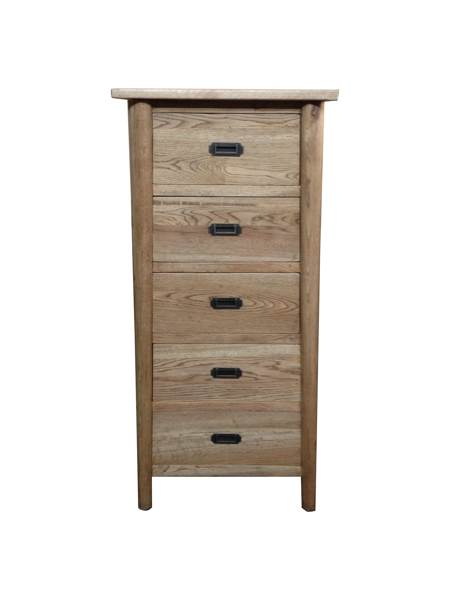 FITAN SOLID OAK  5-DRAWER TALLBOY CHEST OF 5 DRAWERS NATURAL - MyChocolateWood