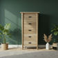 FITAN SOLID OAK 5-DRAWER NARROW TALLBOY 5 DRAWERS NATURAL - MyChocolateWood