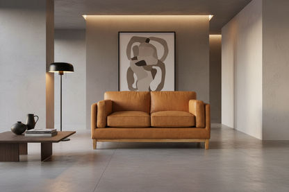 MARQUIS  2-SEATER OSLO LEATHER SOFA TAN - MyChocolateWood