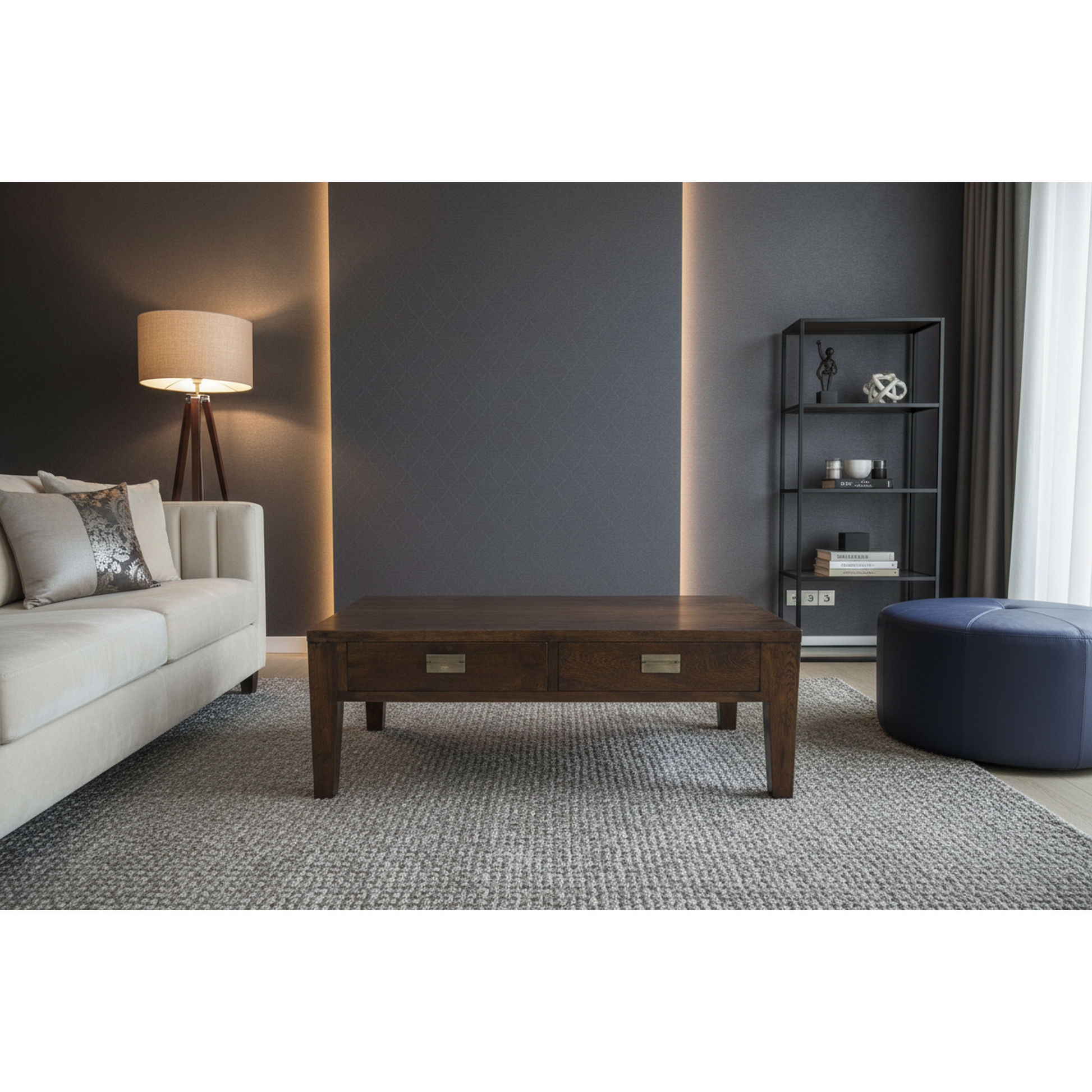 Tara Solid Oak 2-Drawer 2-Way Coffee Table in Brown