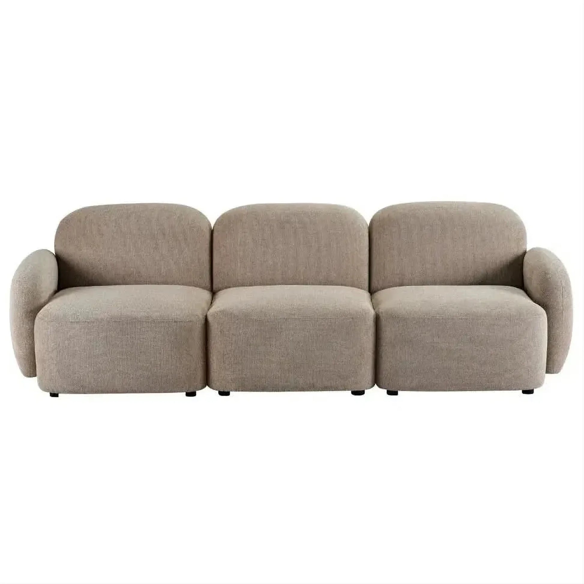 Lorelei 3-Seater Modular Chenille Sofa in Taupe - Chocolate Wood
