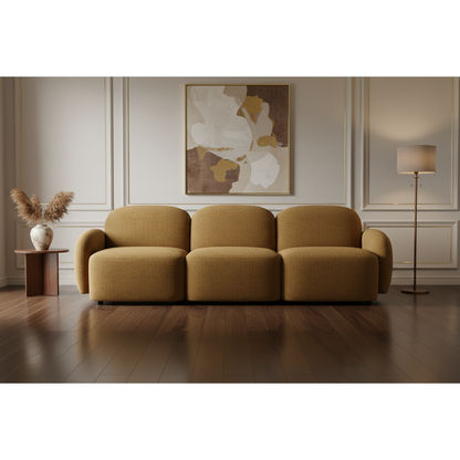 LORELEI  3-SEATER MODULAR SOFA CHENILLE TOFFEE COLOUR - MyChocolateWood
