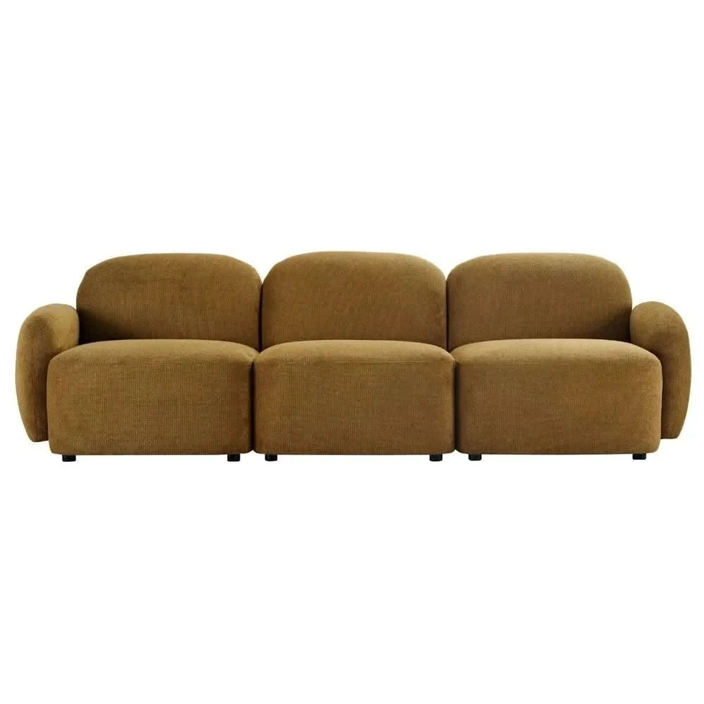 LORELEI  3-SEATER MODULAR SOFA CHENILLE TOFFEE COLOUR - MyChocolateWood