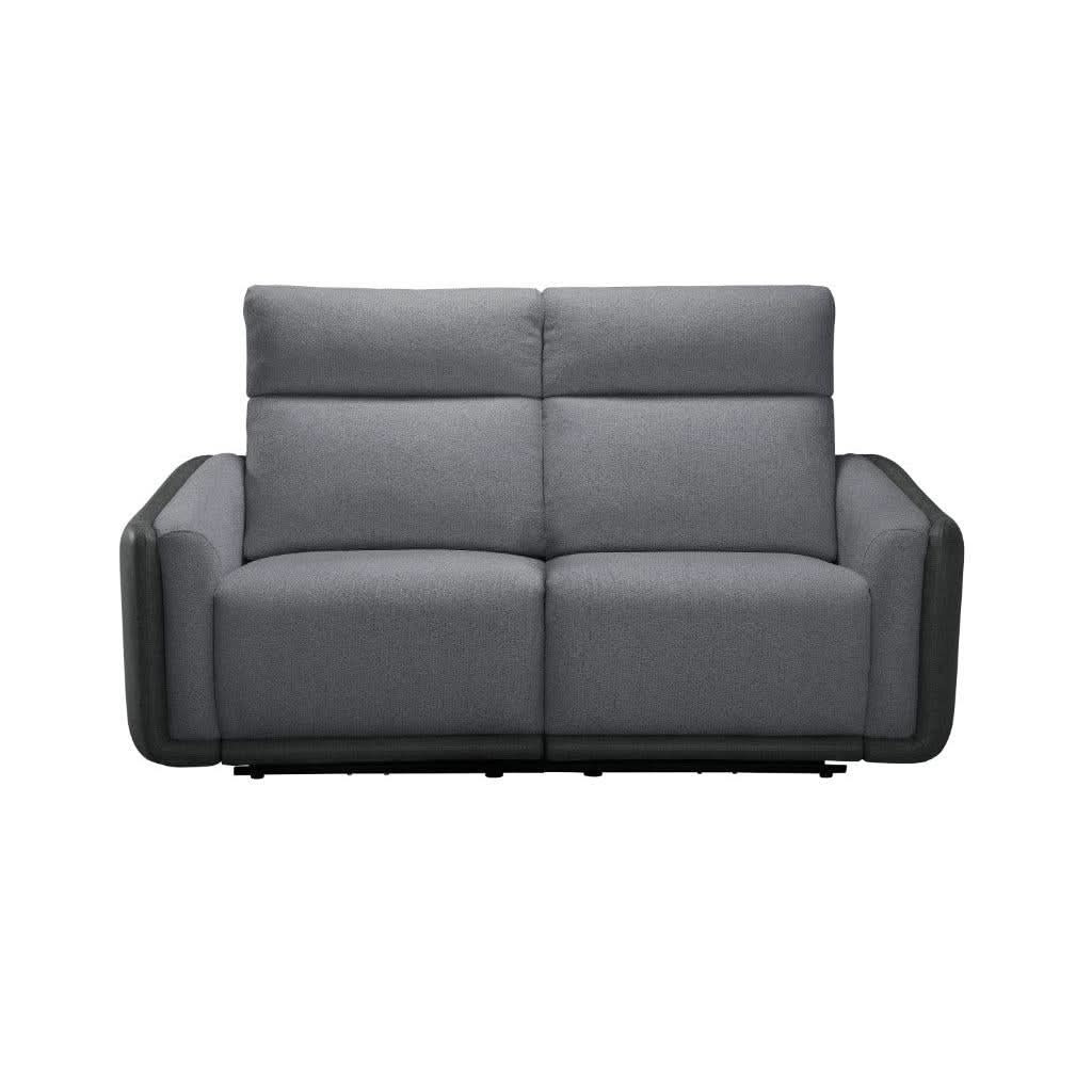 LUND FABRIC 2-SEATER SINGLE POWER ELECTRIC RECLINER SOFA TWO TONE GREY - MyChocolateWood