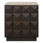 Hampshire 2-Drawer Bedside Table in Smoked Oak with Travertine Top - Chocolate Wood