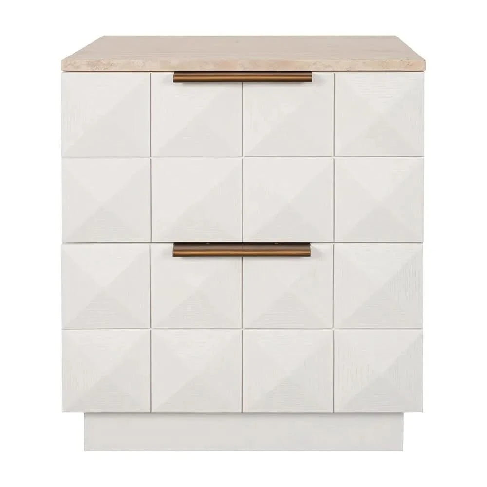 HAMPSHIRE TRAVERTINE/WHITE OAK 2-DRAWER BEDSIDE TABLE - MyChocolateWood