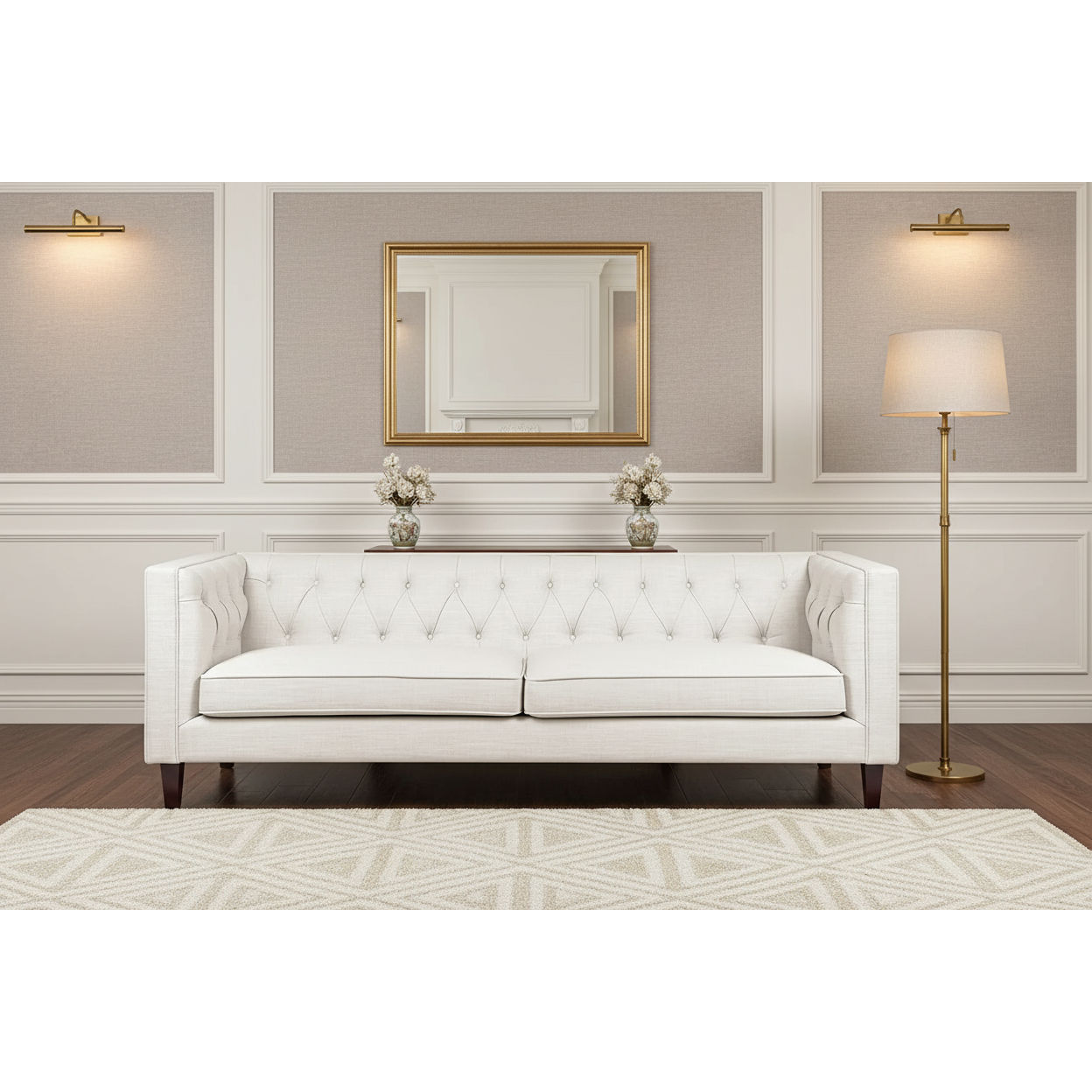CLANCY-3-SEATER TUFTED SOFA NATURAL LINEN - MyChocolateWood