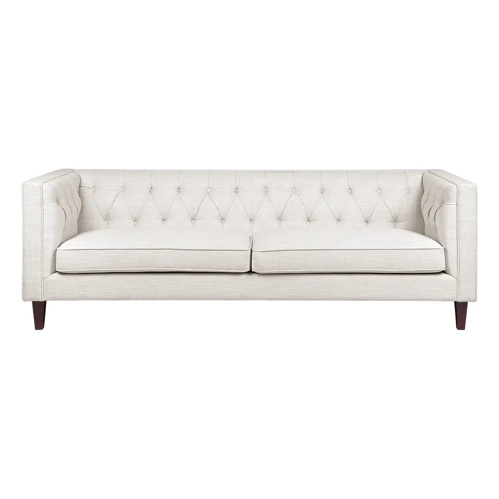 CLANCY-3-SEATER TUFTED SOFA NATURAL LINEN - MyChocolateWood
