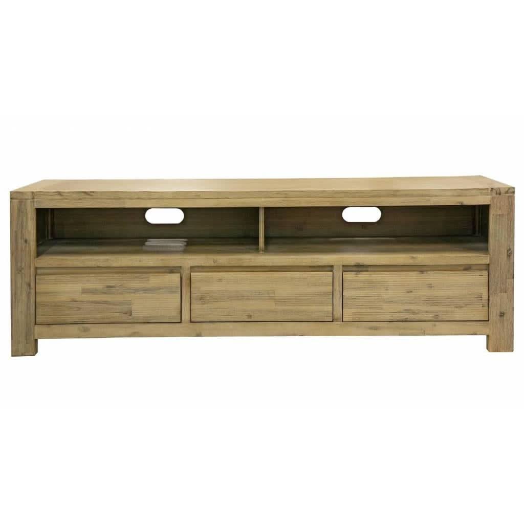 RIPLEY SOLID ACACIA TIMBER 3-DRAWER 2 NICHE ETU TV UNIT BRUSHED SMOKE - MyChocolateWood