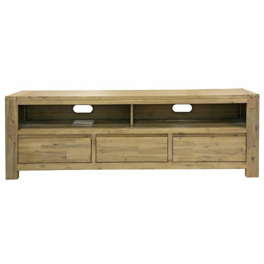 RIPLEY SOLID ACACIA TIMBER 3-DRAWER 2 NICHE ETU TV UNIT BRUSHED SMOKE - MyChocolateWood
