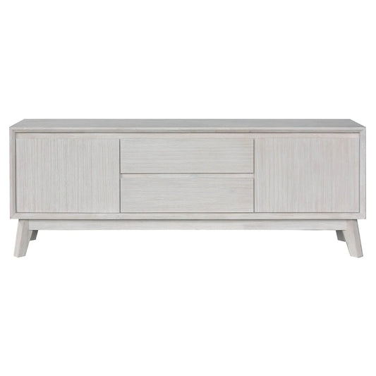 Halifax Solid Acacia 2-Door 2-Drawer TV / Entertainment Unit in Brushed White