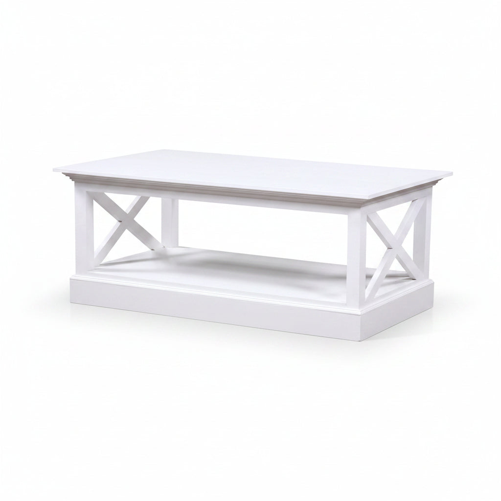 Verity Mahogany Timber Coffee Table - White