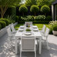 Finnigan 7 Piece Outdoor Aluminium Dining Set in White/Grey