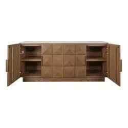 HAMPSHIRE WHITE MARBLE/WALNUT 4-DOOR BUFFET/SIDEBOARD - - MyChocolateWood