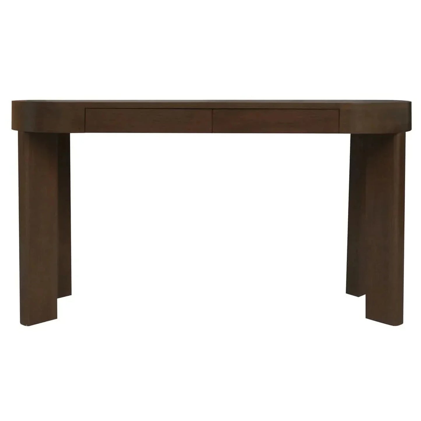 Brentwood Solid Mindi Timber 2-Drawer Oval Desk 140cm in Walnut - Chocolate Wood