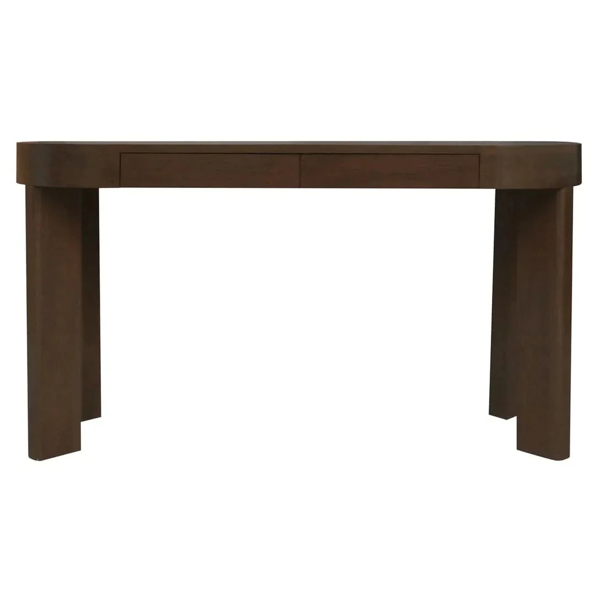 Brentwood Solid Mindi Timber 2-Drawer Oval Desk 140cm in Walnut - Chocolate Wood
