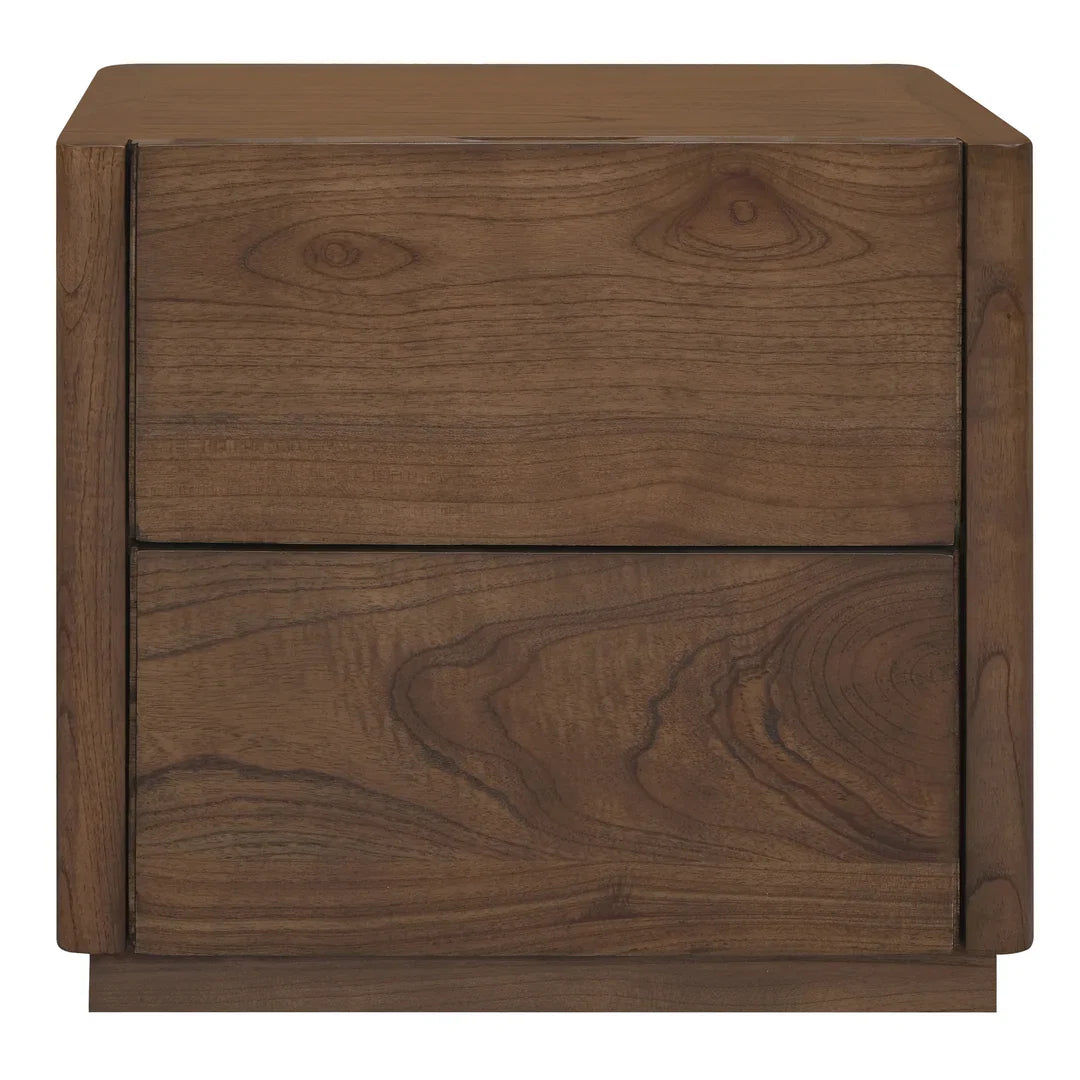 Gatsby Solid Mindi Timber 2-Drawer Bedside Table in Walnut - Chocolate Wood
