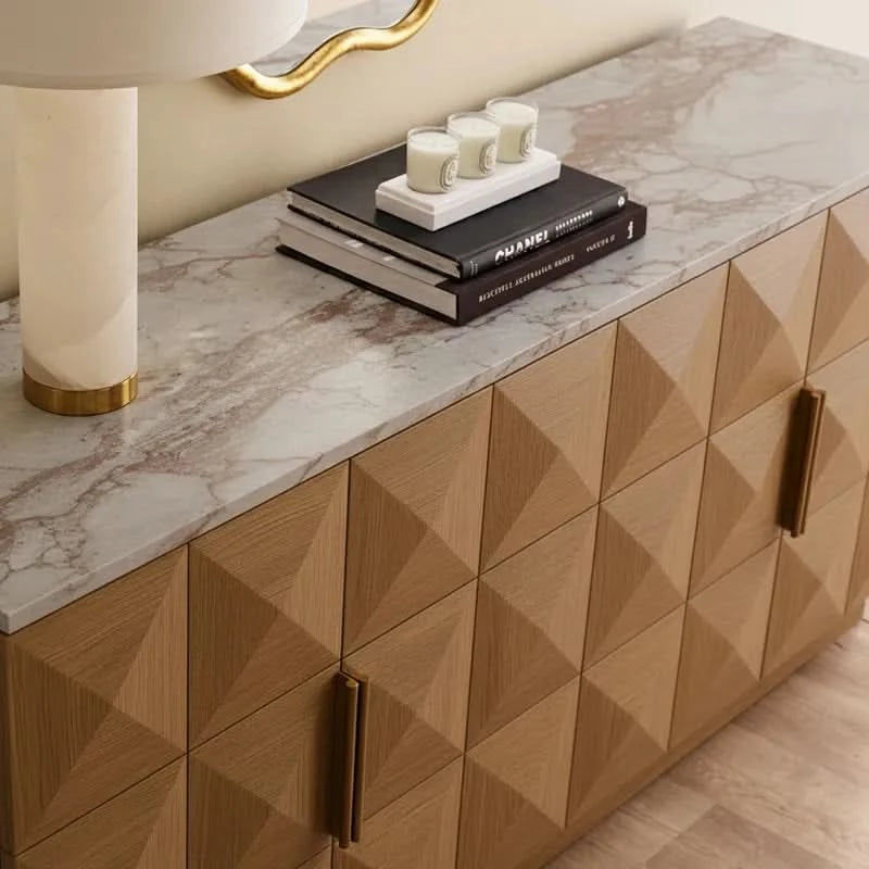 HAMPSHIRE RIVER BROWN MARBLE TOP/WALNUT 4-DOOR BUFFET/SIDEBOARD - - MyChocolateWood