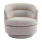 Brynn Boucle Swivel Armchair in Warm Grey - Chocolate Wood