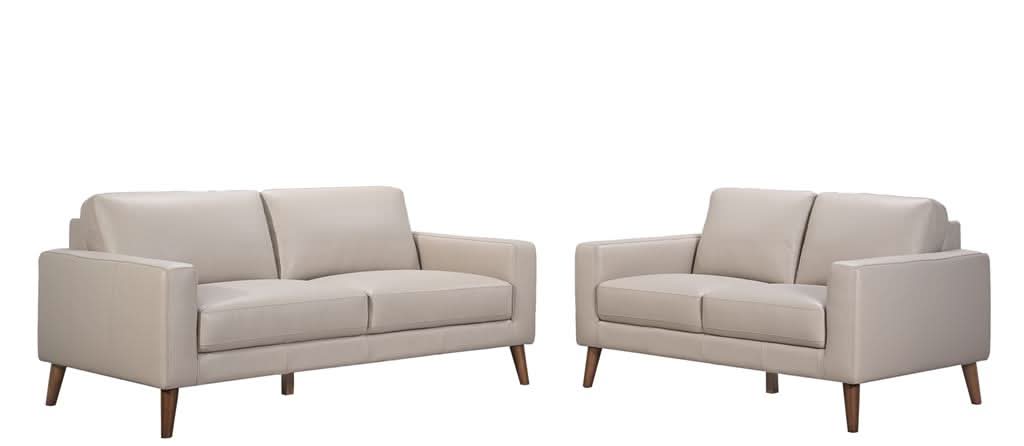 THORNA 2-SEATER + 3-SEATER  REAL LEATHER SOFA SET WHEAT