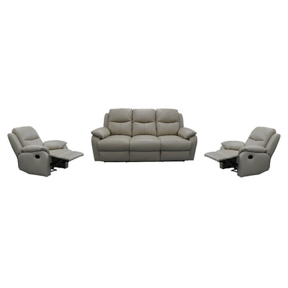 Lancy Premium Leather 3-Seater Manual Recliner Sofa & 2 Recliner Armchairs